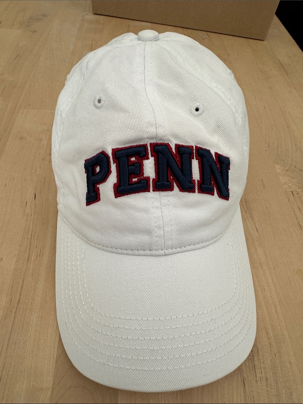 Legacy White Baseball Cap with Navy and Red 'PENN' Embroidery